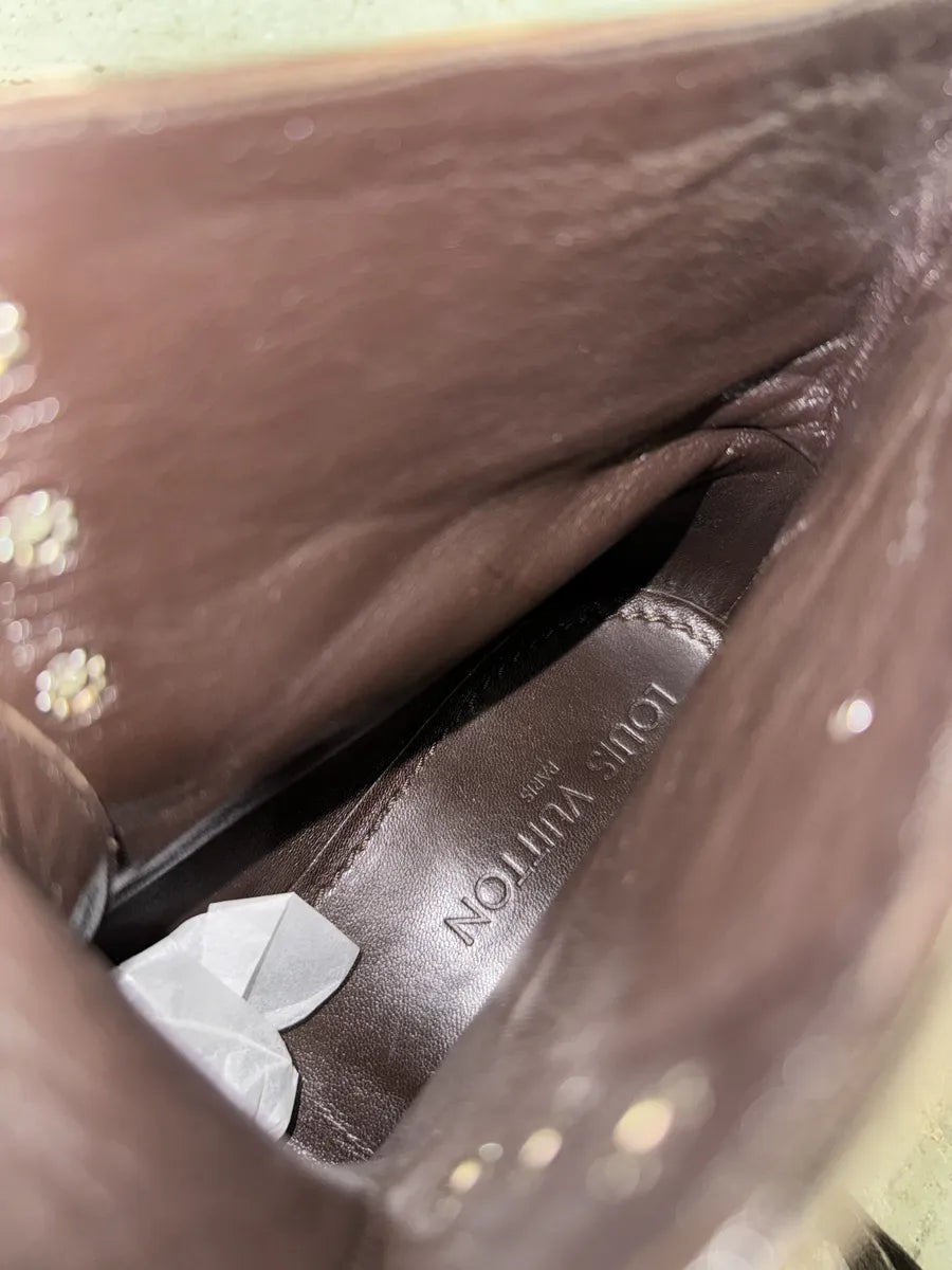 Louis Vuitton Egon Ankle Combat Grey Leather Boots PJhYQCB 8