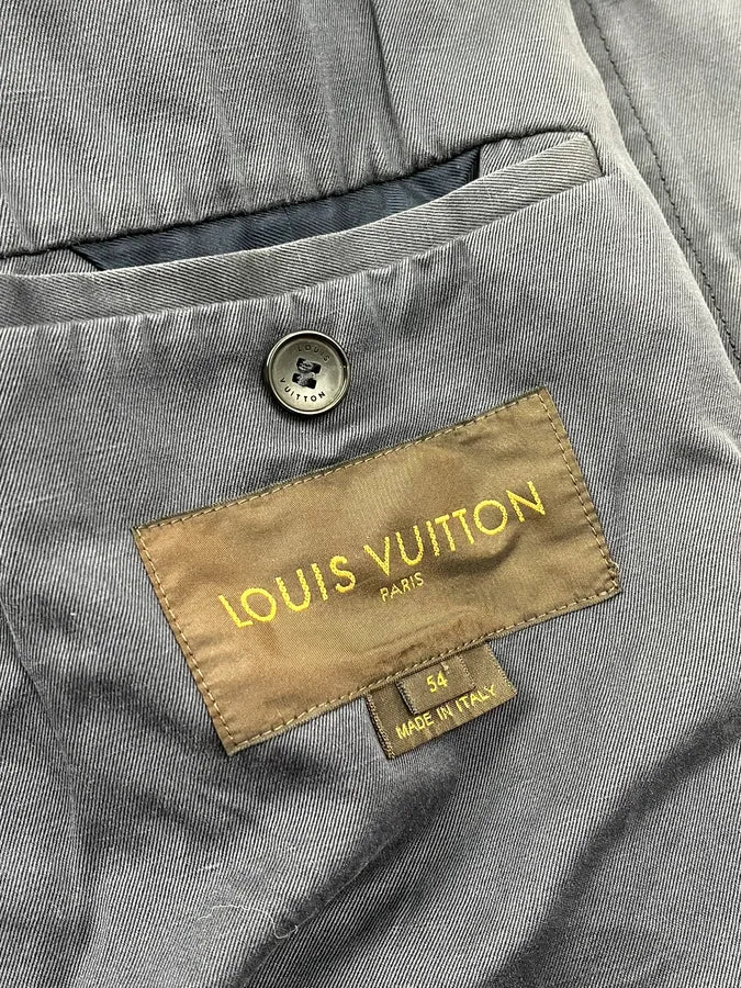 2000s Louis Vuitton Grey-Blue Twill Cargo Field Long Jacket HutdBPR 12