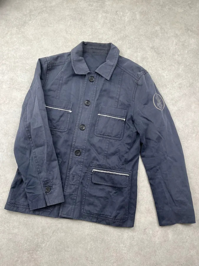 2000s Louis Vuitton Grey-Blue Twill Cargo Field Long Jacket HutdBPR 4