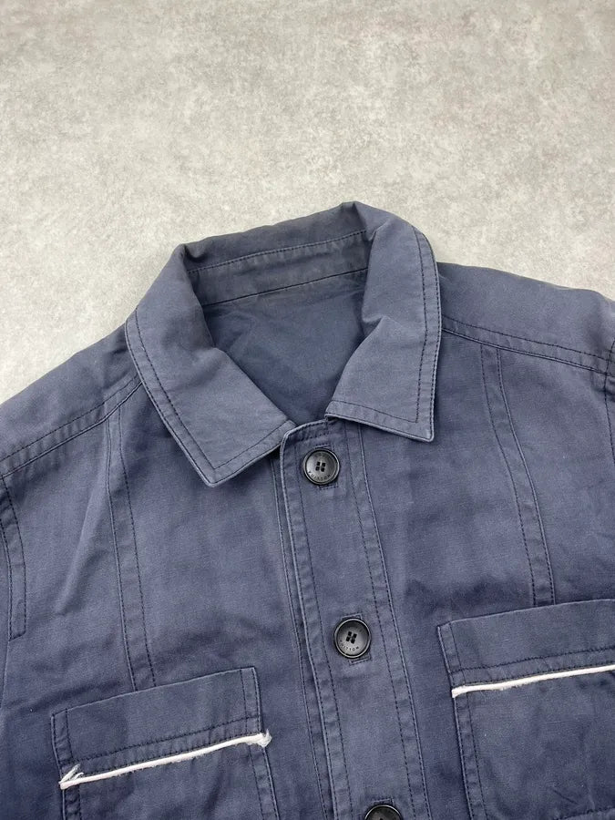 2000s Louis Vuitton Grey-Blue Twill Cargo Field Long Jacket HutdBPR 5