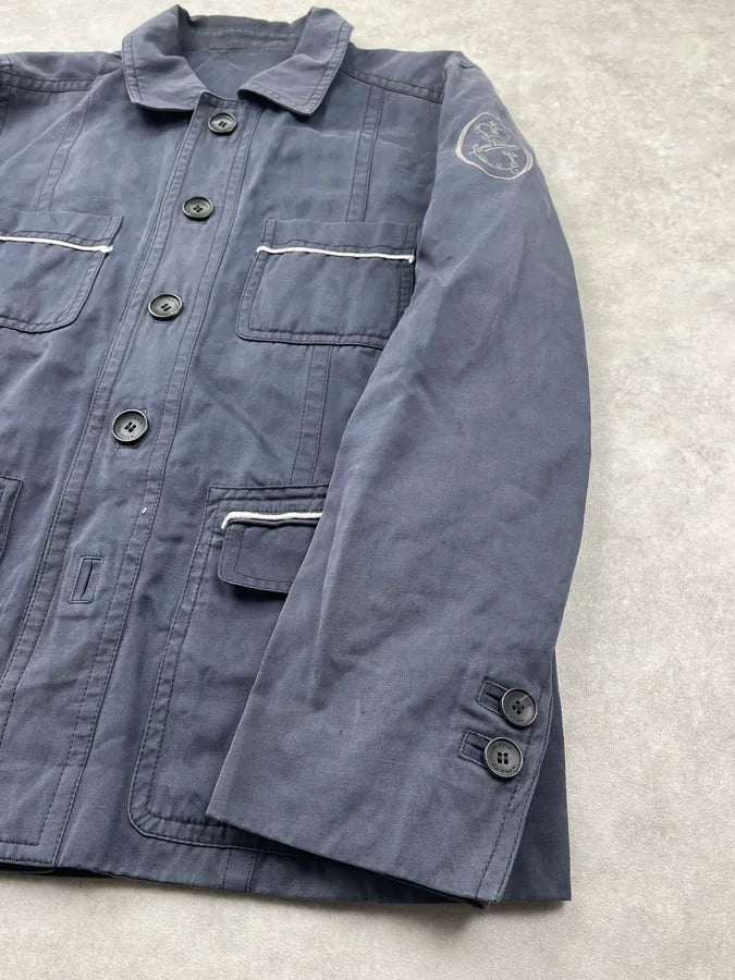 2000s Louis Vuitton Grey-Blue Twill Cargo Field Long Jacket HutdBPR 3