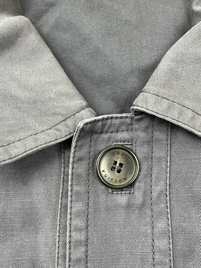 2000s Louis Vuitton Grey-Blue Twill Cargo Field Long Jacket HutdBPR 10