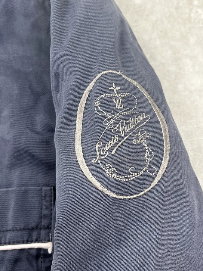 2000s Louis Vuitton Grey-Blue Twill Cargo Field Long Jacket HutdBPR 9
