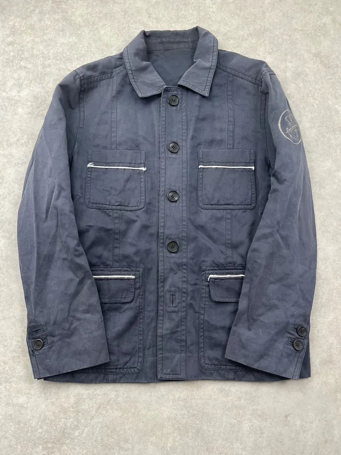 2000s Louis Vuitton Grey-Blue Twill Cargo Field Long Jacket HutdBPR 0