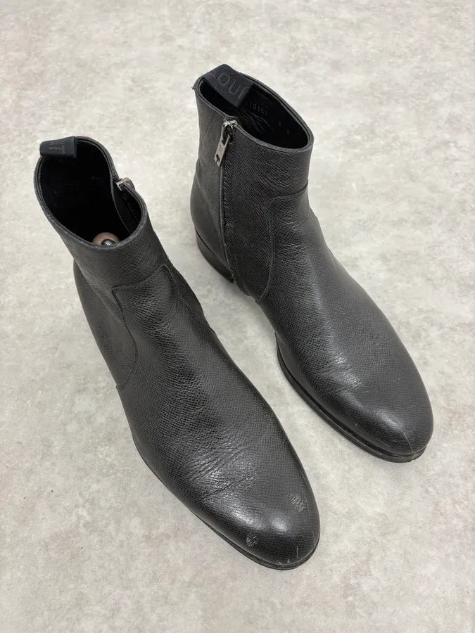 Louis Vuitton Black Faded Anthracite Leather Ankle Boots vHiHUKm 3