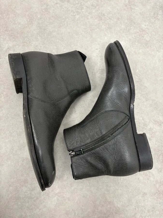Louis Vuitton Black Faded Anthracite Leather Ankle Boots vHiHUKm 5