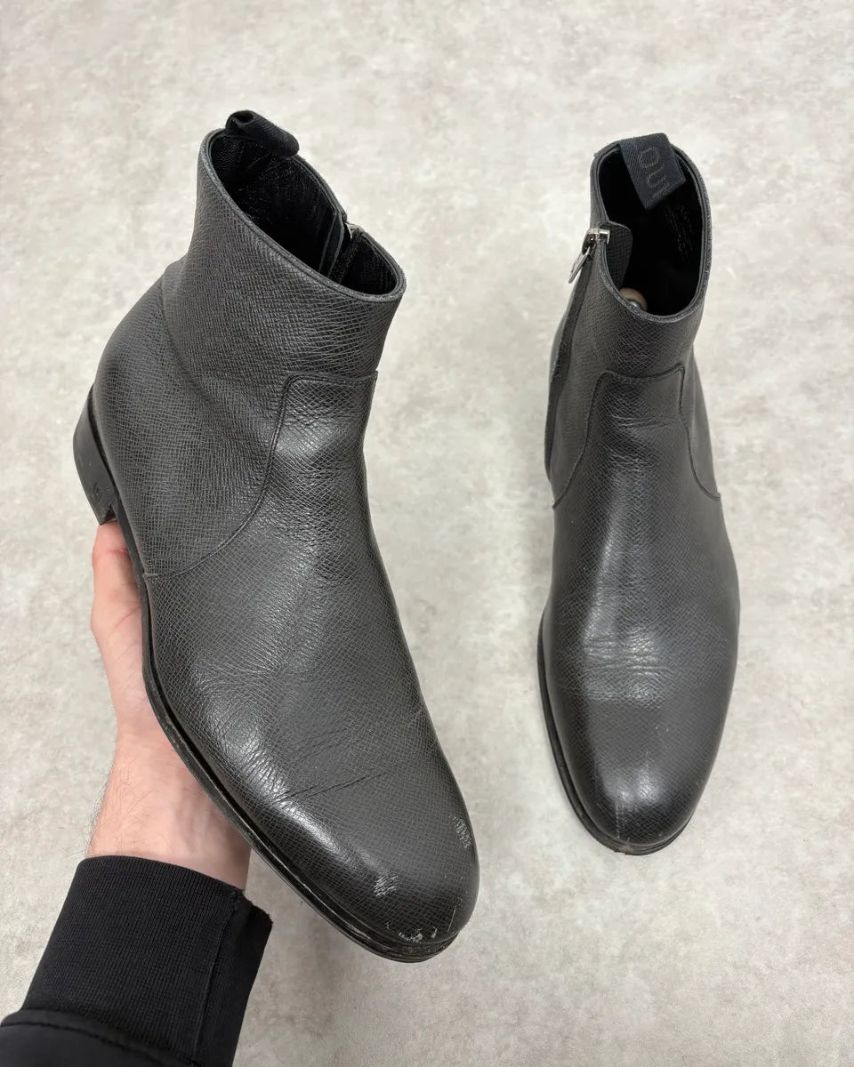 Louis Vuitton Black Faded Anthracite Leather Ankle Boots vHiHUKm 0