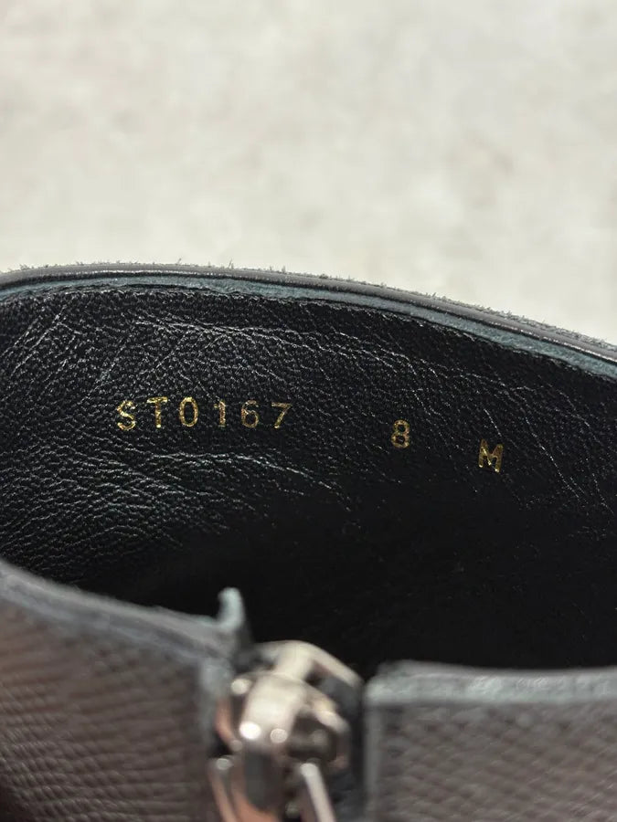 Louis Vuitton Black Faded Anthracite Leather Ankle Boots vHiHUKm 9