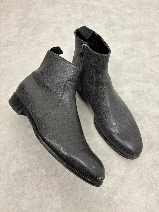 Louis Vuitton Black Faded Anthracite Leather Ankle Boots vHiHUKm 4