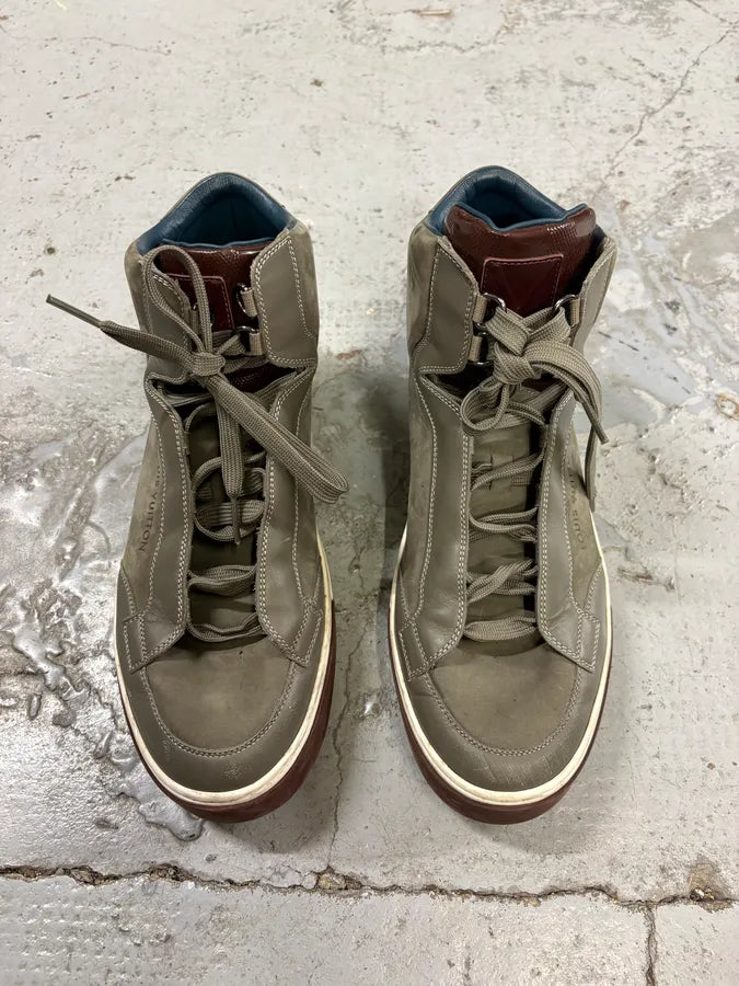 Louis Vuitton Grey Leather Damier High-Top Sneaker wFKykML 1