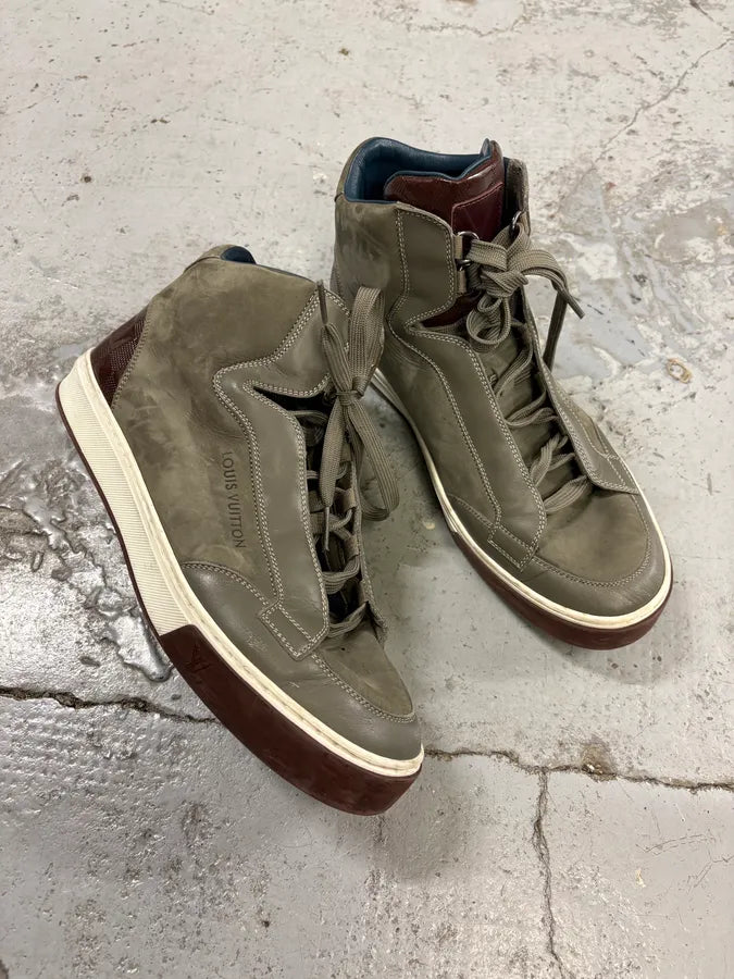 Louis Vuitton Grey Leather Damier High-Top Sneaker wFKykML 4