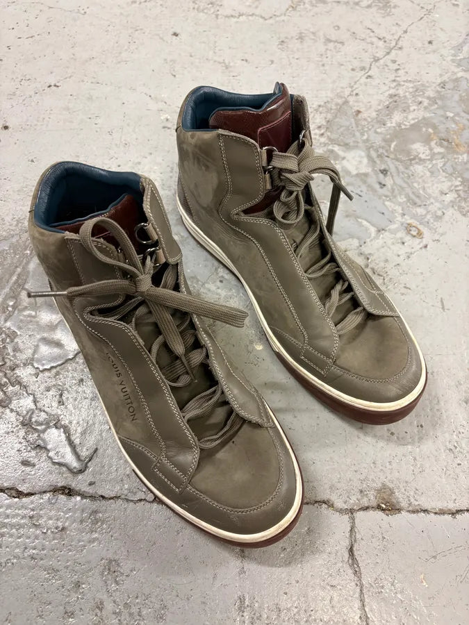 Louis Vuitton Grey Leather Damier High-Top Sneaker wFKykML 3