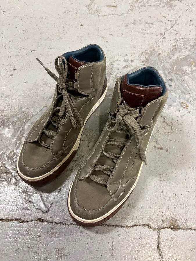 Louis Vuitton Grey Leather Damier High-Top Sneaker wFKykML 2
