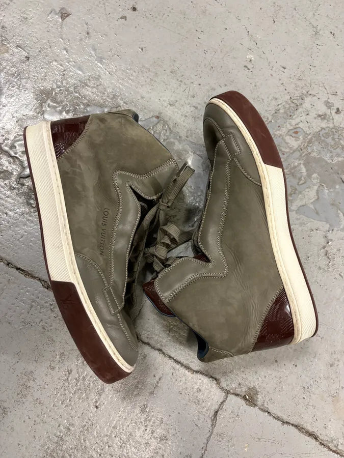 Louis Vuitton Grey Leather Damier High-Top Sneaker wFKykML 5