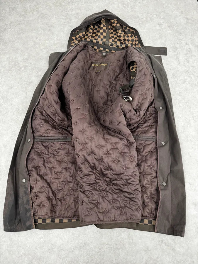 2000s Louis Vuitton Khaki Green Trench Monogrammed HoodedJacket MwPpwKd 7