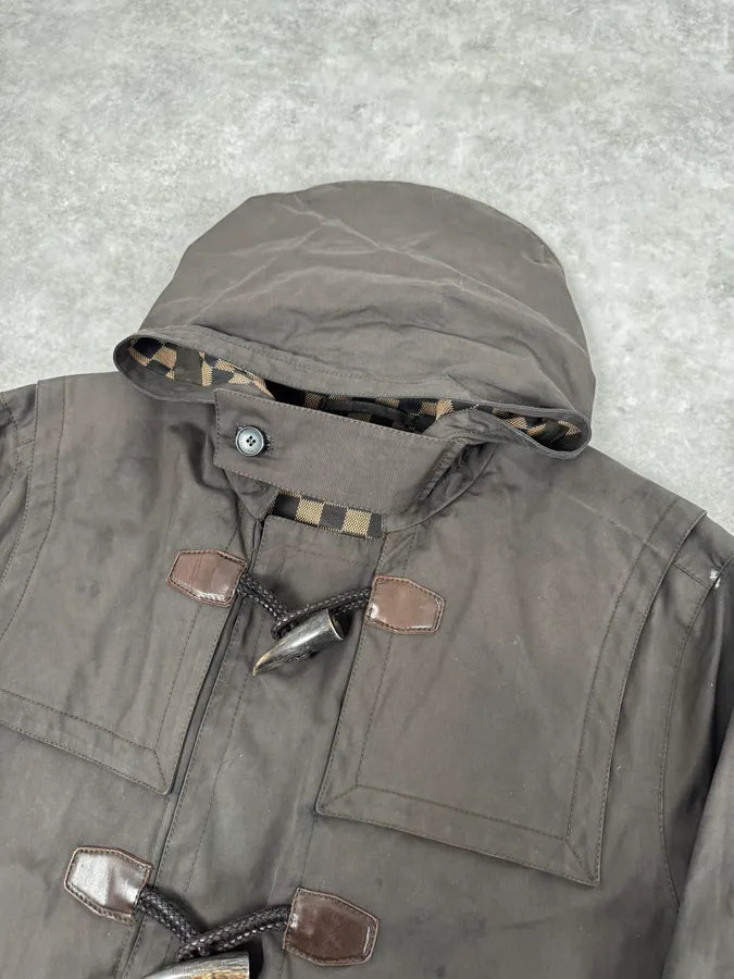 2000s Louis Vuitton Khaki Green Trench Monogrammed HoodedJacket MwPpwKd 5