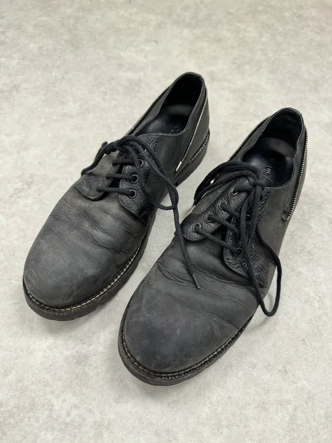 Louis Vuitton Lace-Up Detachable Black Eroded Leather Boots KGEuVuu 5