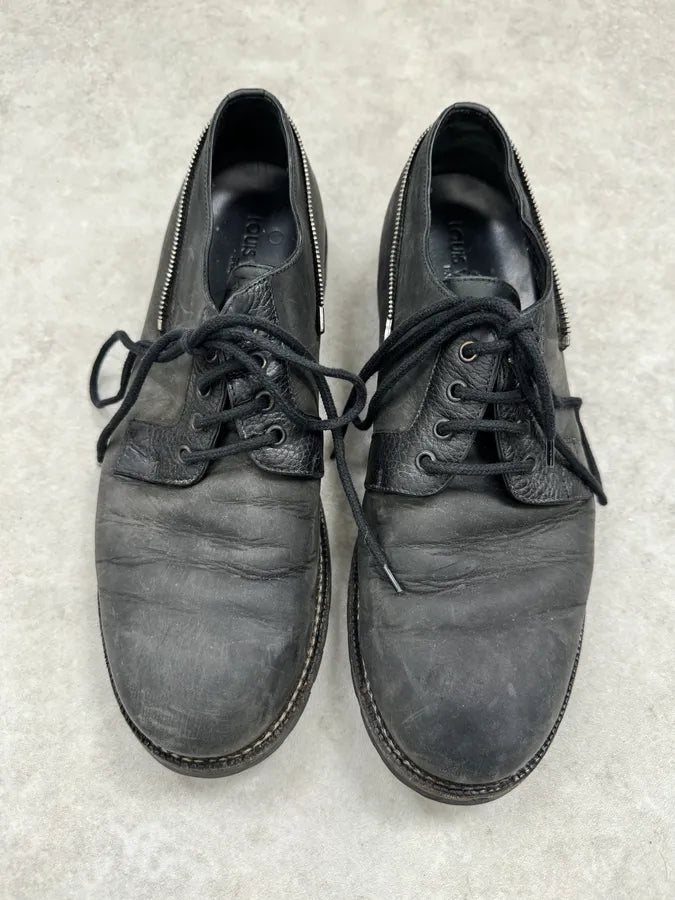Louis Vuitton Lace-Up Detachable Black Eroded Leather Boots KGEuVuu 6