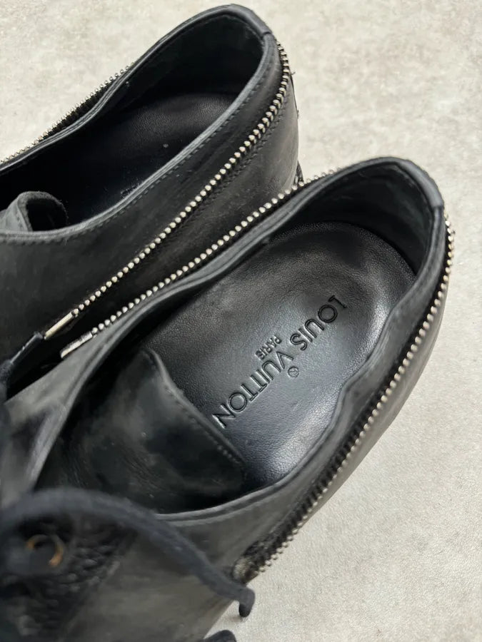 Louis Vuitton Lace-Up Detachable Black Eroded Leather Boots KGEuVuu 9