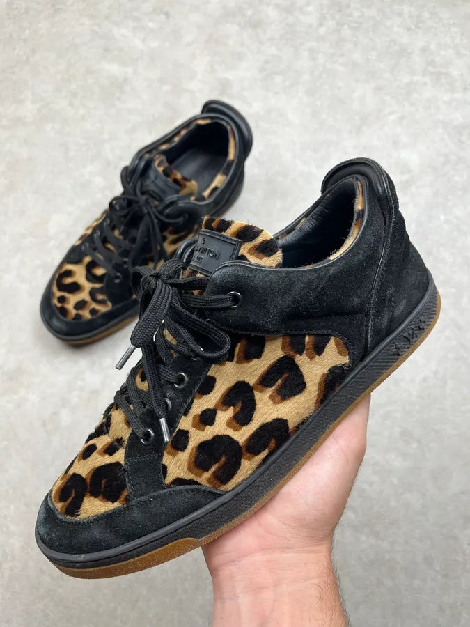 Louis Vuitton Leopard Suede Black Low Sneakers TbdbgUT 0