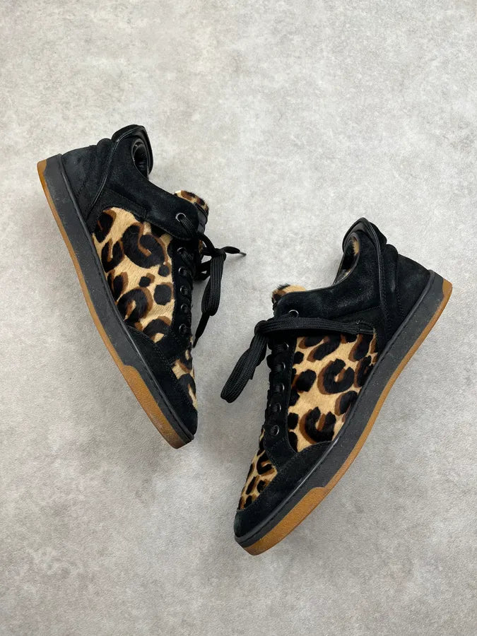 Louis Vuitton Leopard Suede Black Low Sneakers TbdbgUT 2