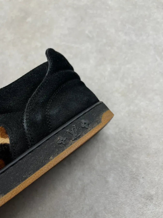 Louis Vuitton Leopard Suede Black Low Sneakers TbdbgUT 4
