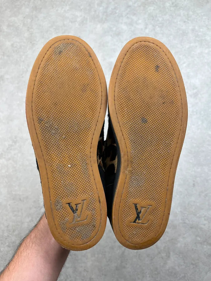 Louis Vuitton Leopard Suede Black Low Sneakers TbdbgUT 5