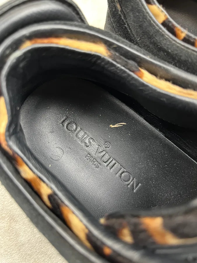 Louis Vuitton Leopard Suede Black Low Sneakers TbdbgUT 6
