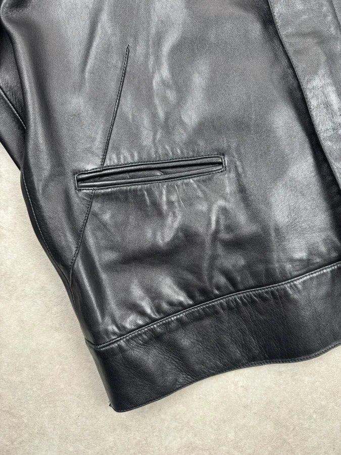 Louis Vuitton Minimalist Black Lamb Leather Jacket JwHSVNe 6