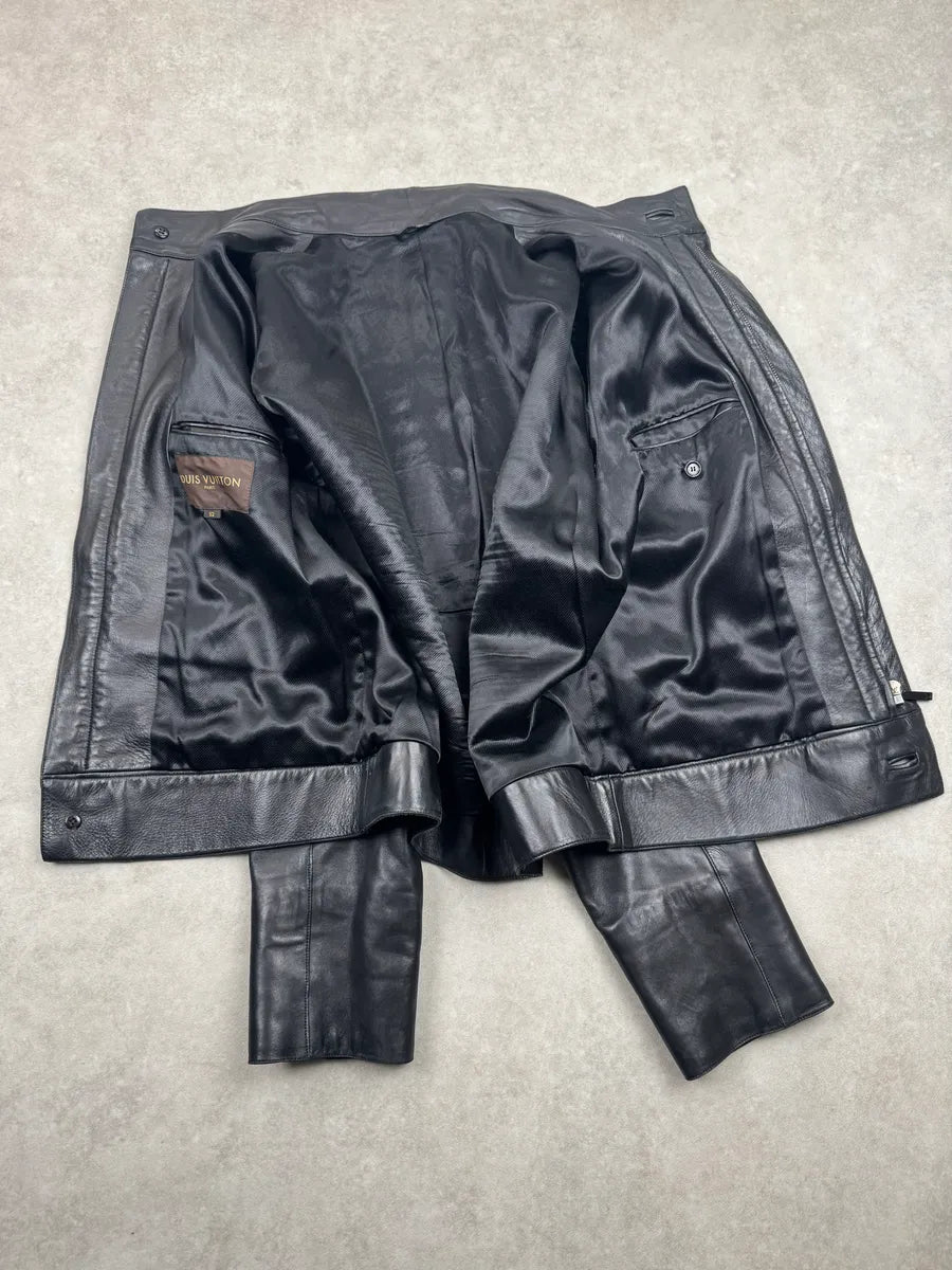 Louis Vuitton Minimalist Black Lamb Leather Jacket JwHSVNe 8