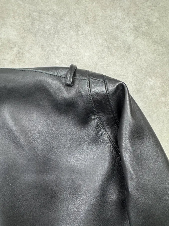 Louis Vuitton Minimalist Black Lamb Leather Jacket JwHSVNe 7
