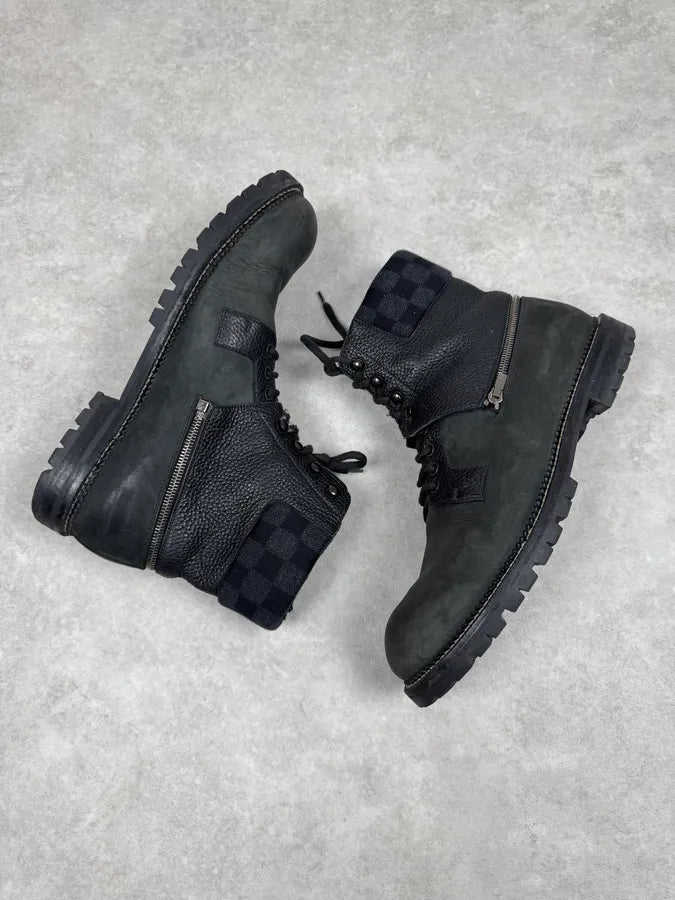 Louis Vuitton Monogrammed Detachable High Black Leather Combat Boots uHUjagk 1