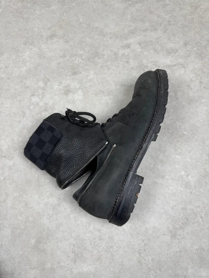 Louis Vuitton Monogrammed Detachable High Black Leather Combat Boots uHUjagk 2