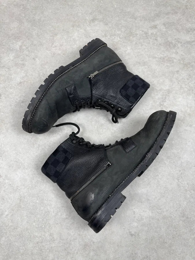 Louis Vuitton Monogrammed Detachable High Black Leather Combat Boots uHUjagk 3