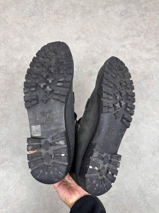 Louis Vuitton Monogrammed Detachable High Black Leather Combat Boots uHUjagk 4