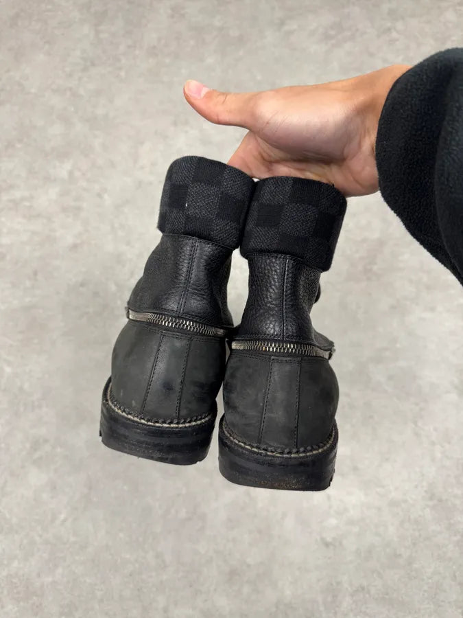 Louis Vuitton Monogrammed Detachable High Black Leather Combat Boots uHUjagk 5