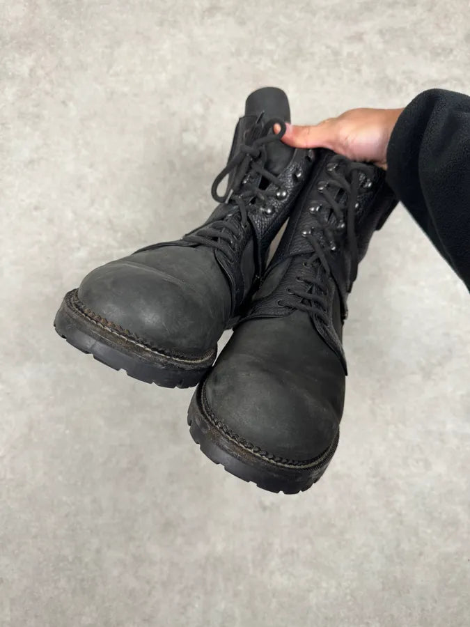 Louis Vuitton Monogrammed Detachable High Black Leather Combat Boots uHUjagk 6