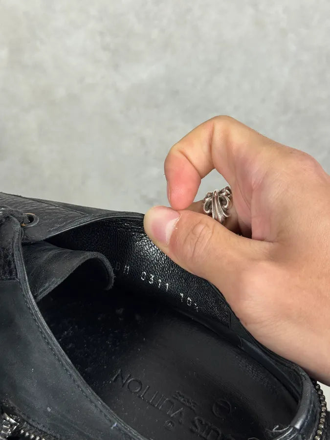 Louis Vuitton Monogrammed Detachable High Black Leather Combat Boots uHUjagk 8