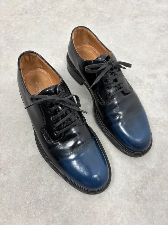 Louis Vuitton Navy Black Gradiant Leather Derby Shoes QoGfCXs 3