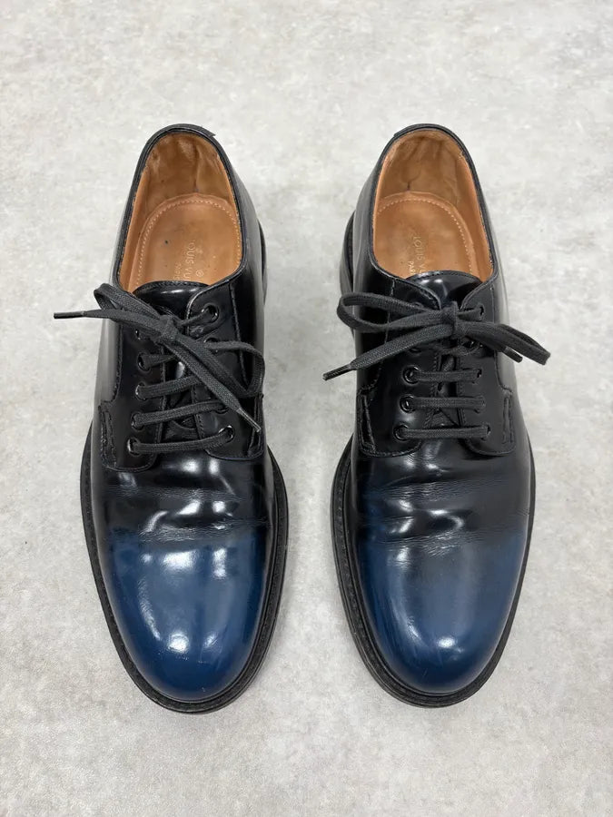 Louis Vuitton Navy Black Gradiant Leather Derby Shoes QoGfCXs 1