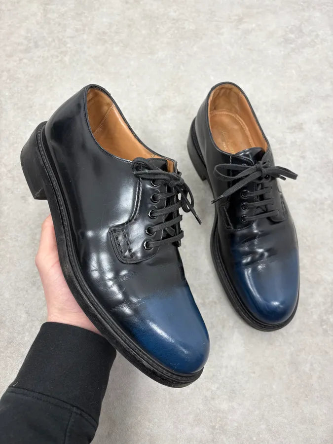 Louis Vuitton Navy Black Gradiant Leather Derby Shoes QoGfCXs 0