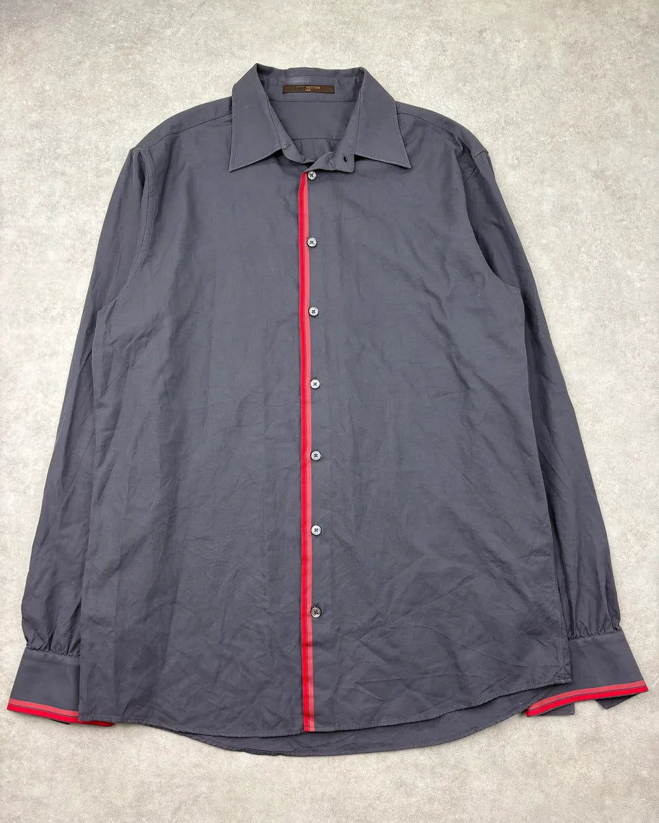 Louis Vuitton Navy Contrast Trim Shirt HMHScgr 0