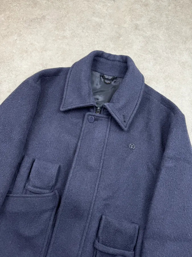 AW2020 Louis Vuitton Navy Cargo Wool Cashmere Jacket by Virgil Abloh qTLgGkI 4