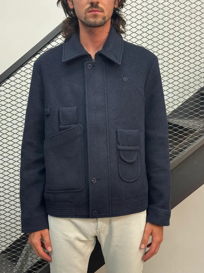 AW2020 Louis Vuitton Navy Cargo Wool Cashmere Jacket by Virgil Abloh qTLgGkI 2