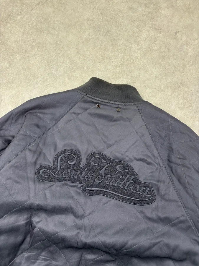 2000s Louis Vuitton Navy & Grey Nylon Reversible Bomber Jacket XTZgFpM 9