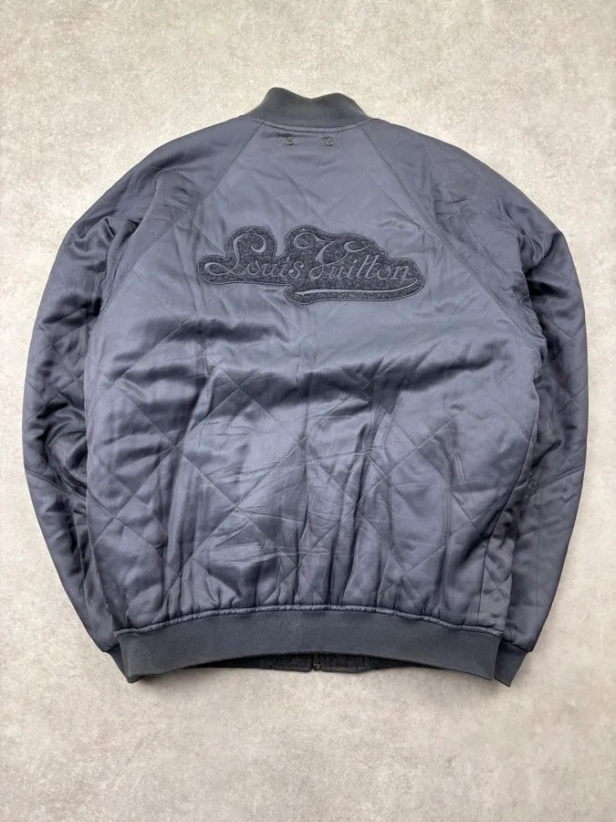 2000s Louis Vuitton Navy & Grey Nylon Reversible Bomber Jacket XTZgFpM 1
