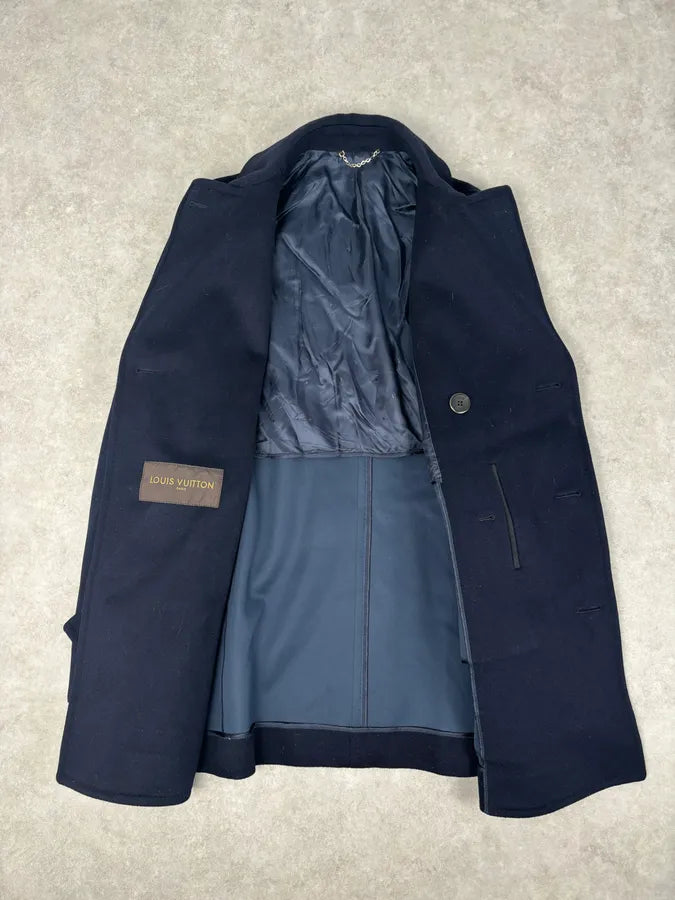 Louis Vuitton Navy Wool Double-Breasted Coat FTaVasY 6