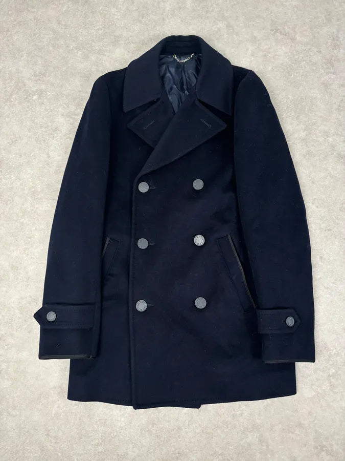 Louis Vuitton Navy Wool Double-Breasted Coat FTaVasY 0