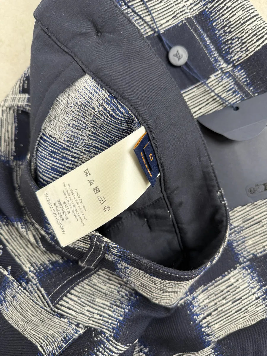 Louis Vuitton Navy Wool Damier Workwear Pants CAZyLJK 10