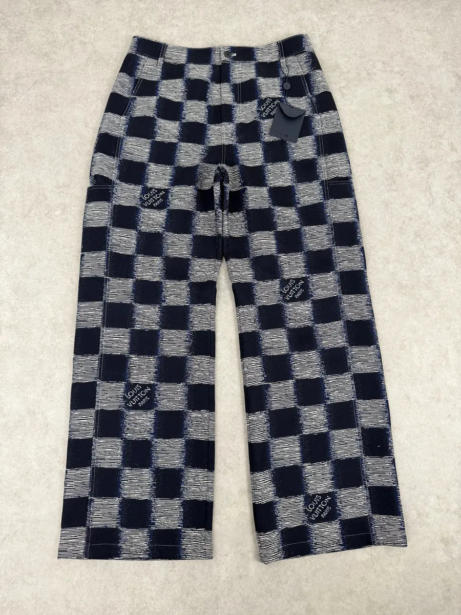 Louis Vuitton Navy Wool Damier Workwear Pants CAZyLJK 4